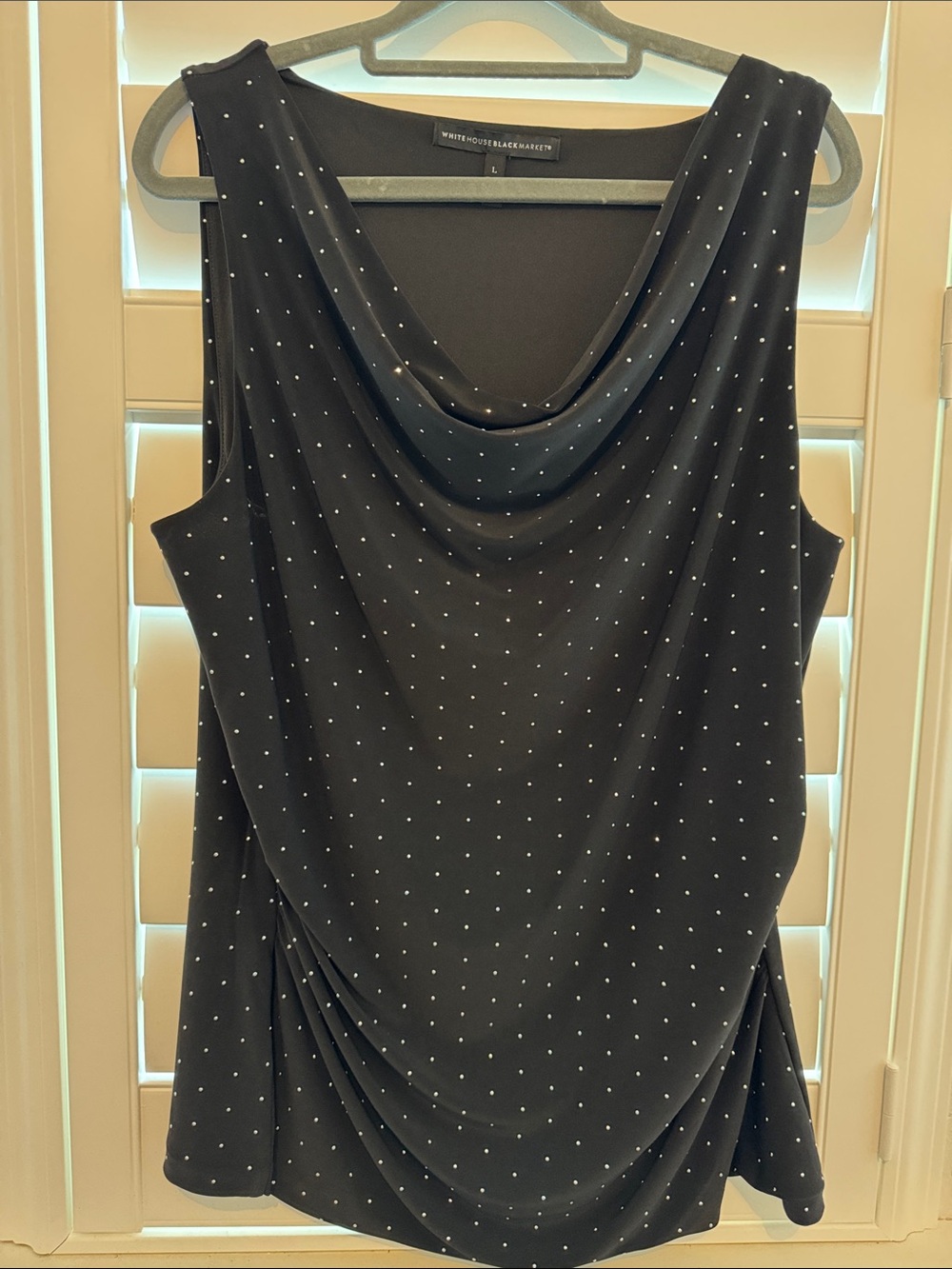 White House Black Market Black Sleeveless Cowl Neck Top